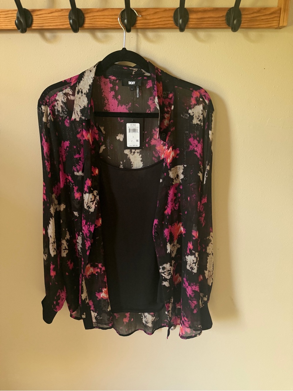 DKNY Layered Tank & Button Down Top Size Large NWT $89 ✨